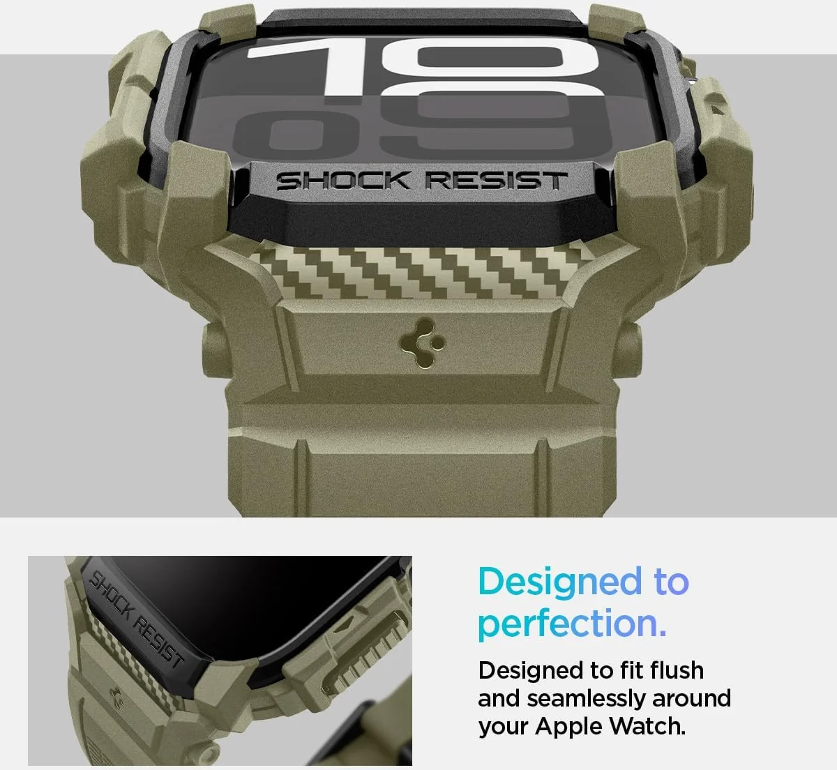 Spigen Rugged Armor Pro - Apple Watch 11/10 46MM - Hoesje en Bandje - Khaki afbeelding 11
