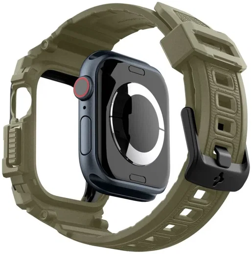 Spigen Rugged Armor Pro - Apple Watch 11/10 46MM - Hoesje en Bandje - Khaki afbeelding 4