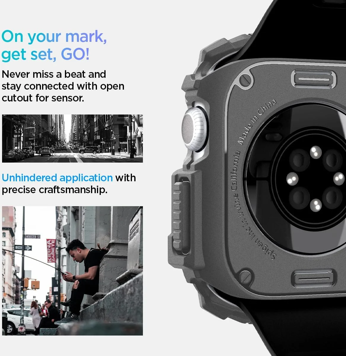 Spigen Rugged Armor - Apple Watch 11/10 46MM Hoesje - Grijs afbeelding 11