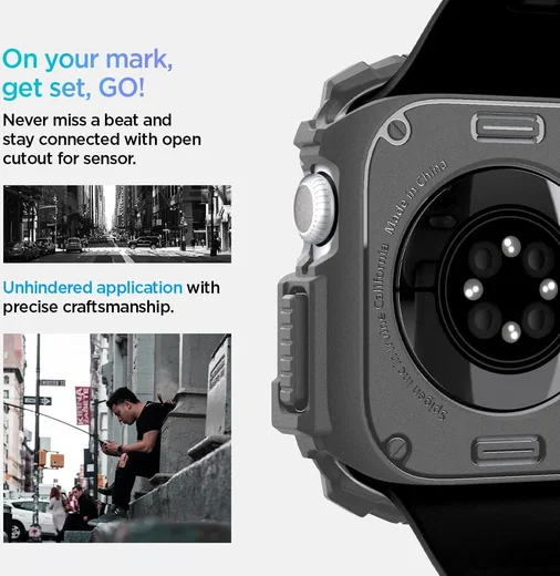 Spigen Rugged Armor - Apple Watch 11/10 46MM Hoesje - Grijs afbeelding 11