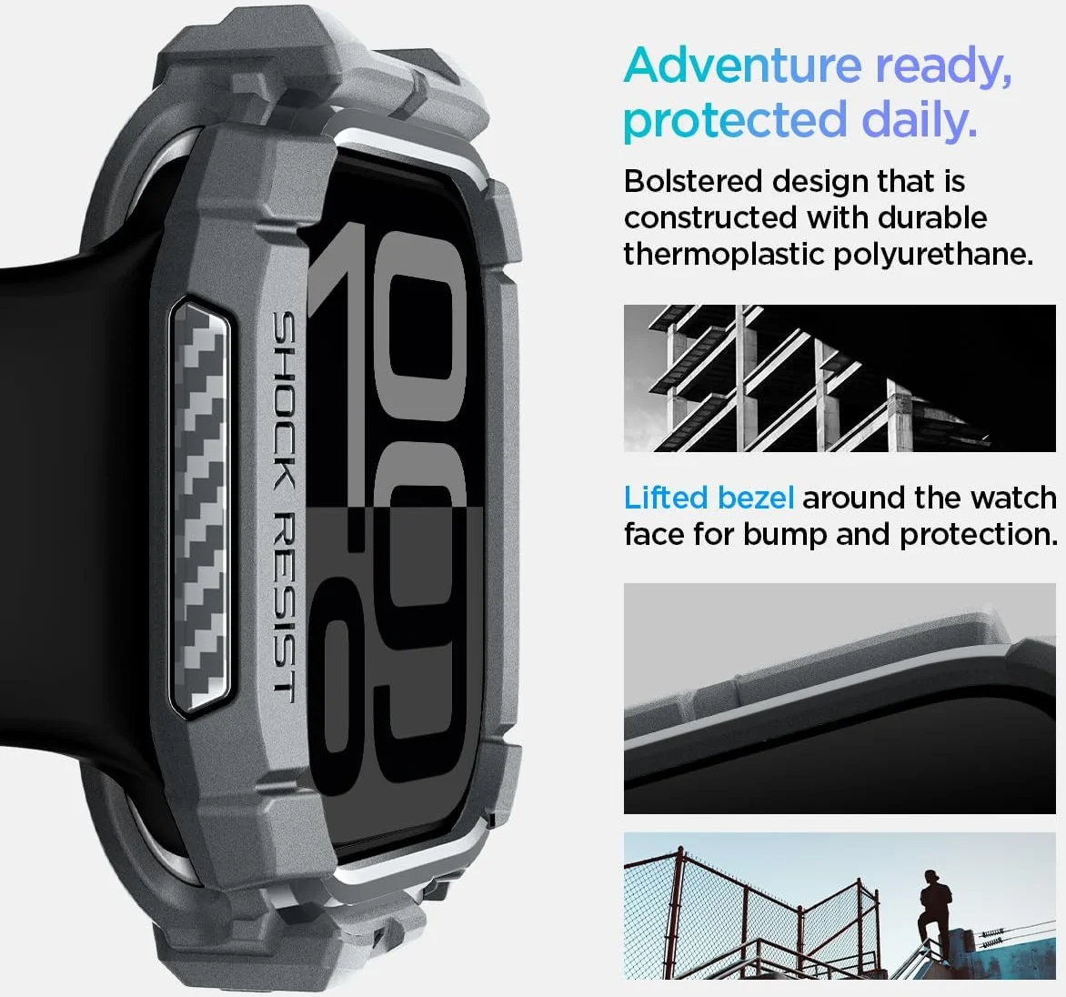 Spigen Rugged Armor - Apple Watch 11/10 46MM Hoesje - Grijs afbeelding 15