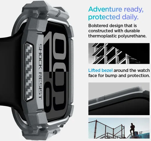 Spigen Rugged Armor - Apple Watch 11/10 46MM Hoesje - Grijs afbeelding 15