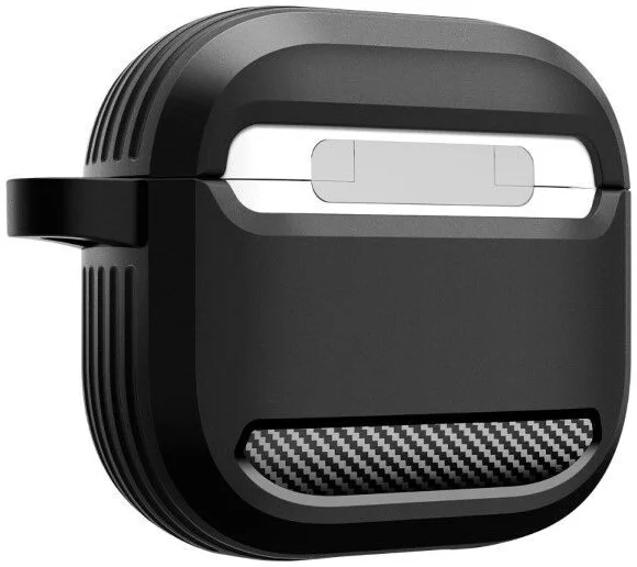 Spigen Rugged Armor Apple AirPods 4 Hoesje Carbon Fiber Zwart afbeelding 9