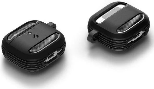Spigen Rugged Armor Apple AirPods 4 Hoesje Carbon Fiber Zwart afbeelding 12