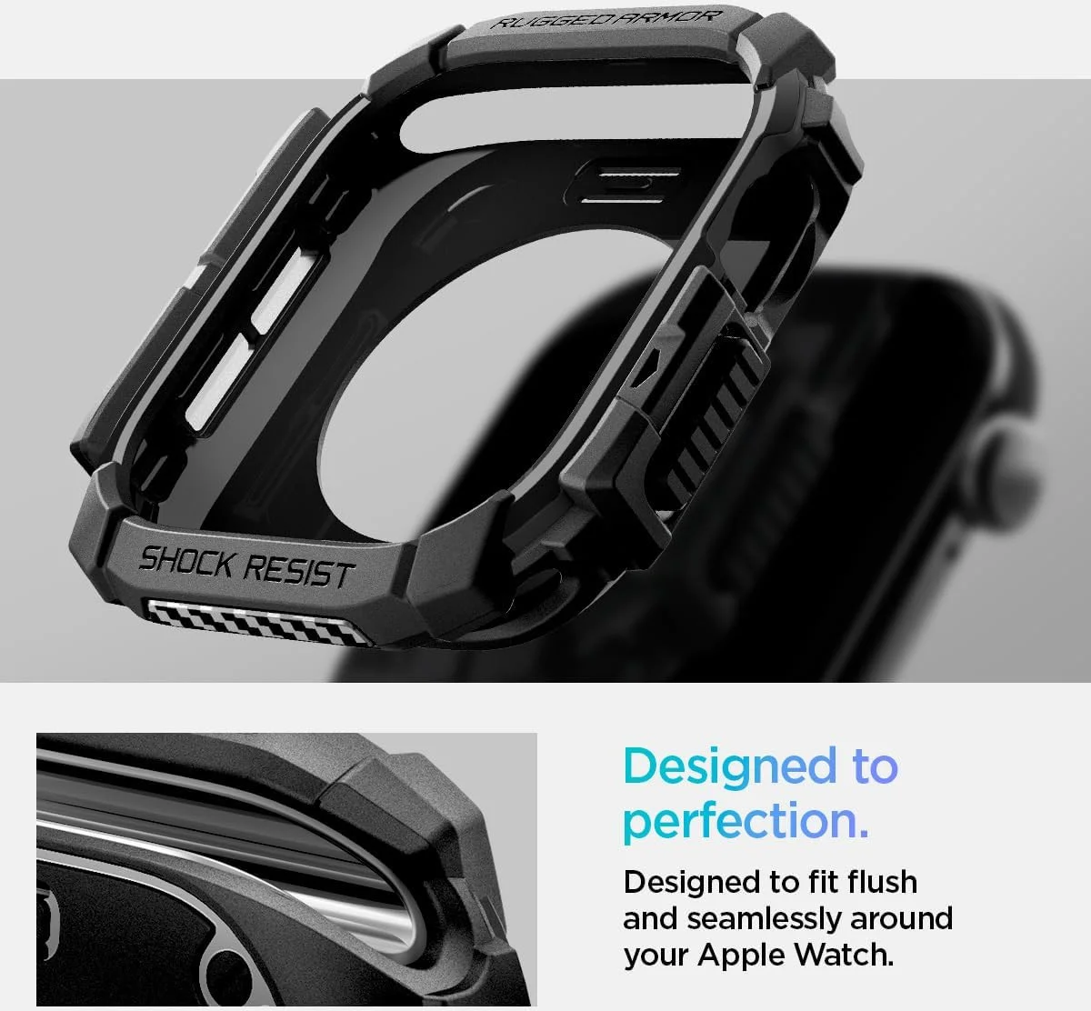 Spigen Rugged Armor - Apple Watch 11/10 42MM Hoesje - Zwart afbeelding 4