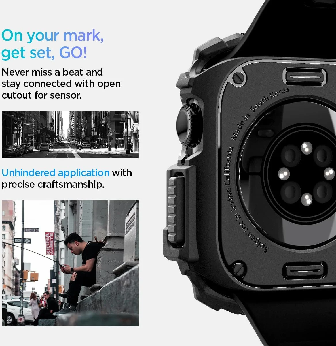 Spigen Rugged Armor - Apple Watch 11/10 42MM Hoesje - Zwart afbeelding 5