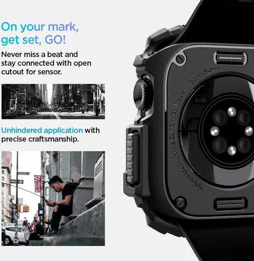 Spigen Rugged Armor - Apple Watch 11/10 42MM Hoesje - Zwart afbeelding 5