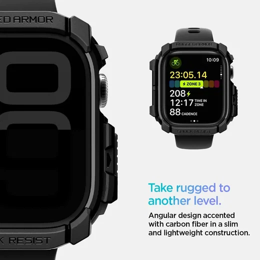 Spigen Rugged Armor - Apple Watch 11/10 42MM Hoesje - Zwart afbeelding 7