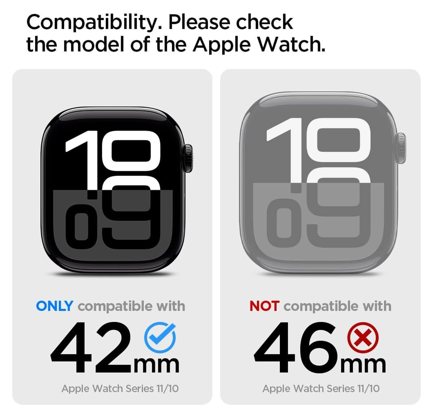 Spigen Rugged Armor - Apple Watch 11/10 42MM Hoesje - Zwart afbeelding 3