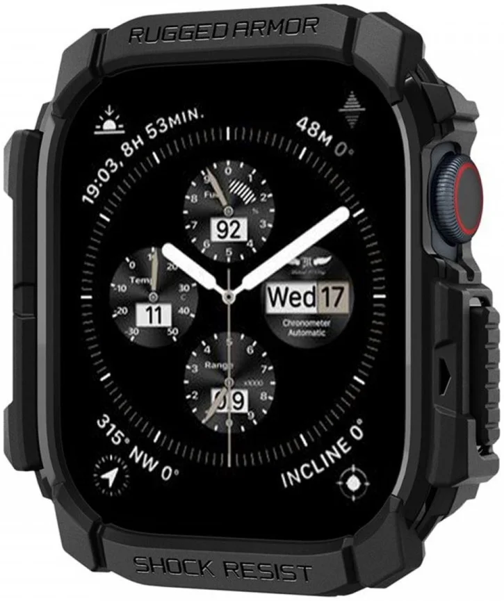 Spigen Rugged Armor - Apple Watch 11/10 42MM Hoesje - Zwart afbeelding 1
