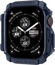 Spigen Rugged Armor - Apple Watch 11/10 42MM Hoesje - Blauw afbeelding