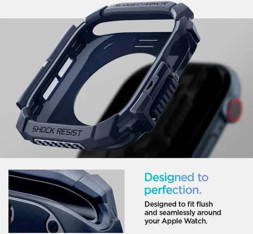 Spigen Rugged Armor - Apple Watch 11/10 42MM Hoesje - Blauw afbeelding 4