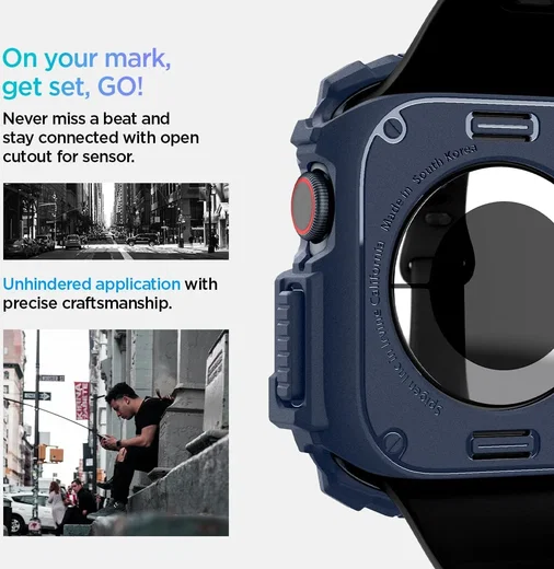 Spigen Rugged Armor - Apple Watch 11/10 42MM Hoesje - Blauw afbeelding 5
