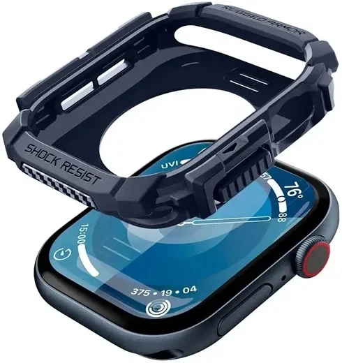 Spigen Rugged Armor - Apple Watch 11/10 42MM Hoesje - Blauw afbeelding 2
