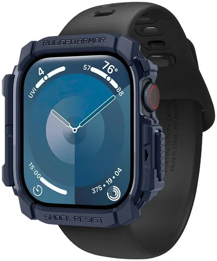 Spigen Rugged Armor - Apple Watch 11/10 46MM Hoesje - Blauw afbeelding 1