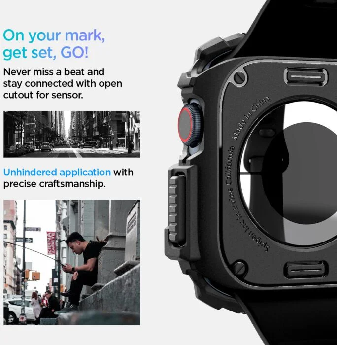 Spigen Rugged Armor - Apple Watch 11/10 46MM Hoesje - Blauw afbeelding 12