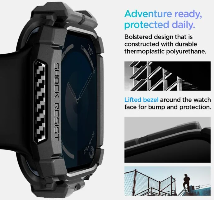 Spigen Rugged Armor - Apple Watch 11/10 46MM Hoesje - Blauw afbeelding 14