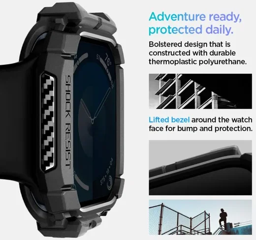 Spigen Rugged Armor - Apple Watch 11/10 46MM Hoesje - Blauw afbeelding 14