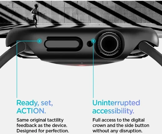 Spigen Thin Fit - Apple Watch 11/10 42MM Bumper Hoesje - Zwart afbeelding 7
