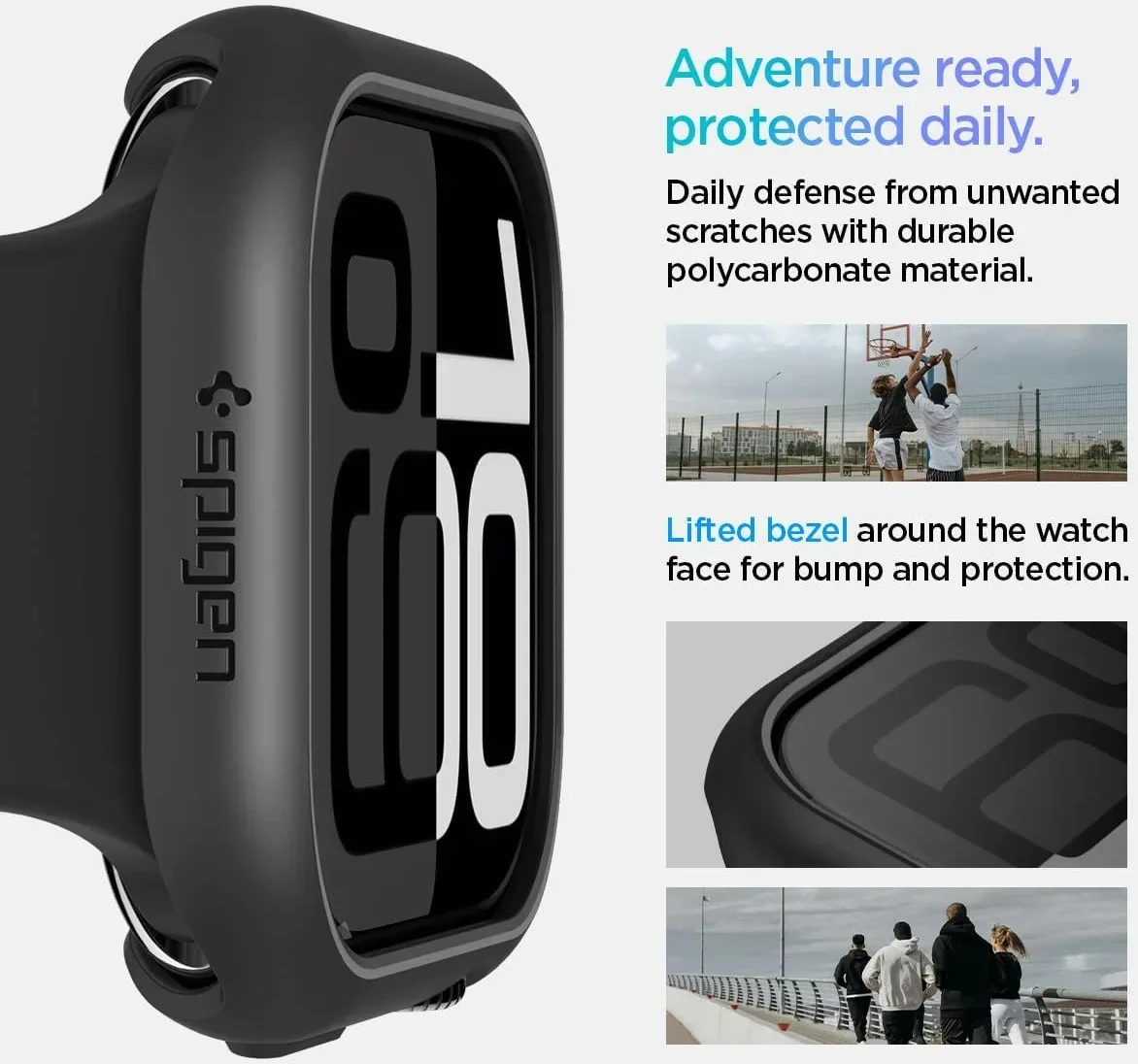 Spigen Thin Fit - Apple Watch 11/10 42MM Bumper Hoesje - Zwart afbeelding 4