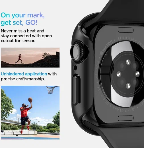 Spigen Thin Fit - Apple Watch 11/10 46MM Bumper Hoesje - Zwart afbeelding 13