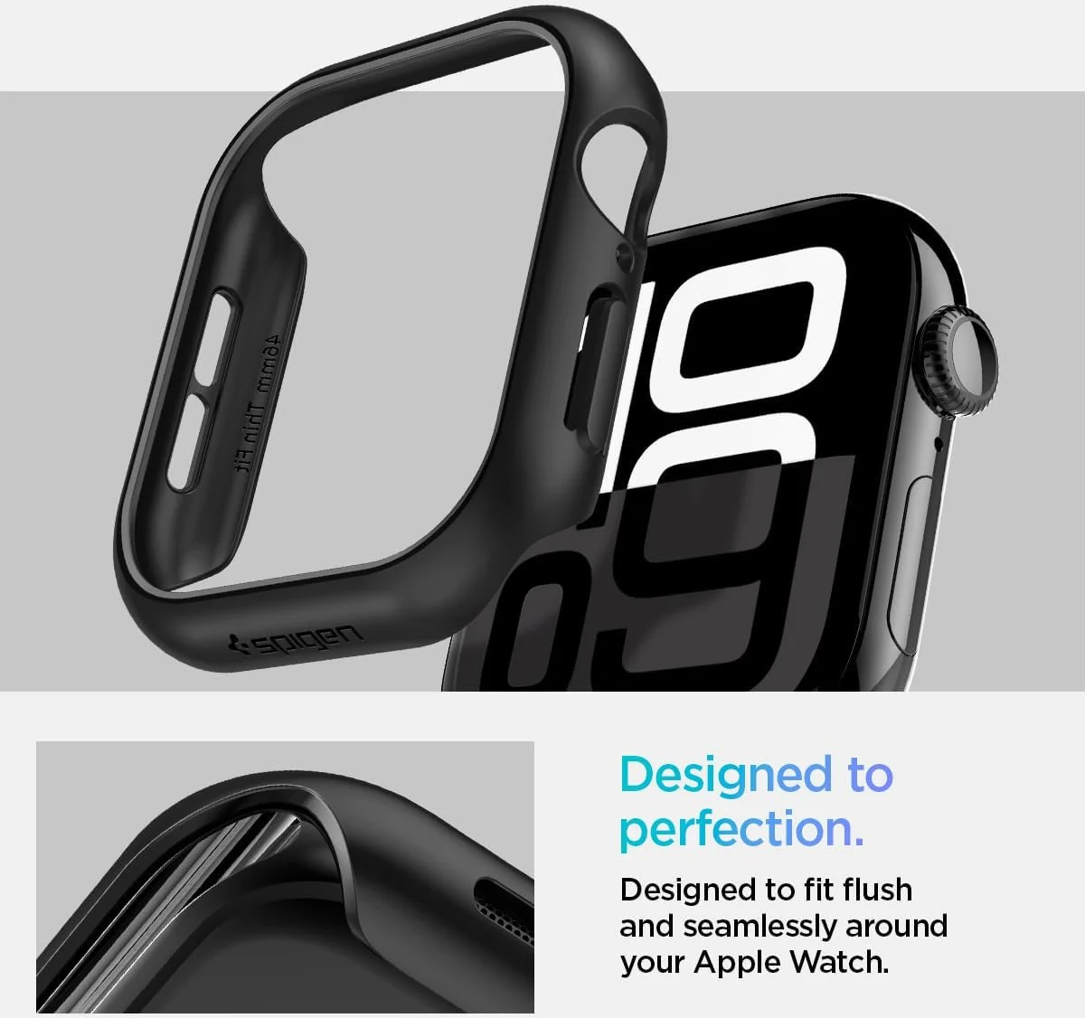 Spigen Thin Fit - Apple Watch 11/10 46MM Bumper Hoesje - Zwart afbeelding 15