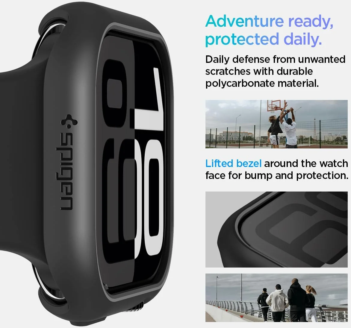 Spigen Thin Fit - Apple Watch 11/10 46MM Bumper Hoesje - Zwart afbeelding 9