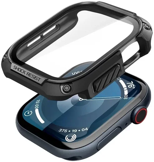 Spigen Tough Armor - Apple Watch 11/10 46MM Hoesje Full Protect - Zwart afbeelding 2