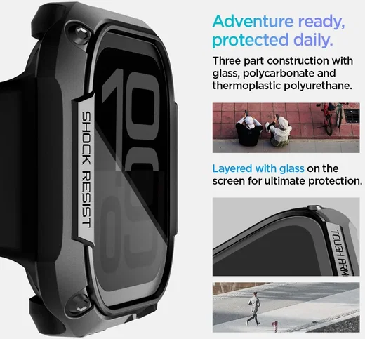 Spigen Tough Armor - Apple Watch 11/10 46MM Hoesje Full Protect - Zwart afbeelding 5