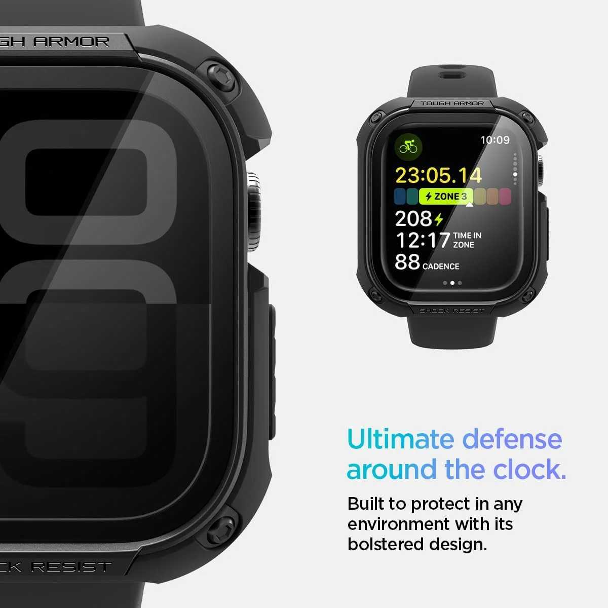 Spigen Tough Armor - Apple Watch 11/10 46MM Hoesje Full Protect - Zwart afbeelding 6