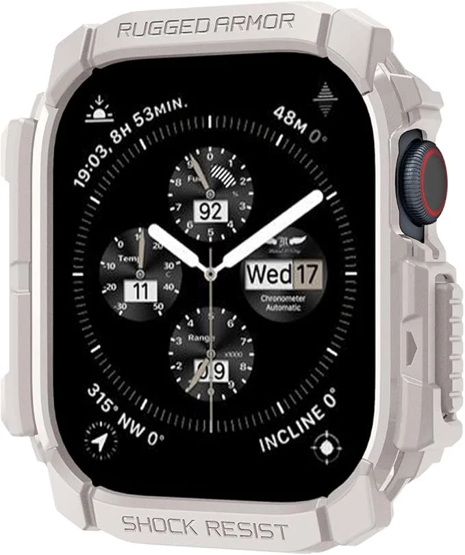Spigen Rugged Armor - Apple Watch 11/10 42MM Hoesje - Beige afbeelding 1