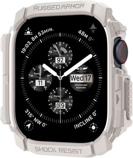 Spigen Rugged Armor - Apple Watch 11/10 42MM Hoesje - Beige afbeelding 1