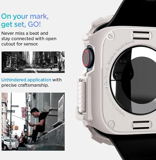 Spigen Rugged Armor - Apple Watch 11/10 42MM Hoesje - Beige afbeelding 4