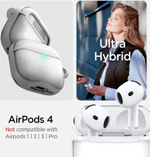 Spigen Ultra Hybrid Apple AirPods 4 Hoesje Transparant Wit afbeelding 2