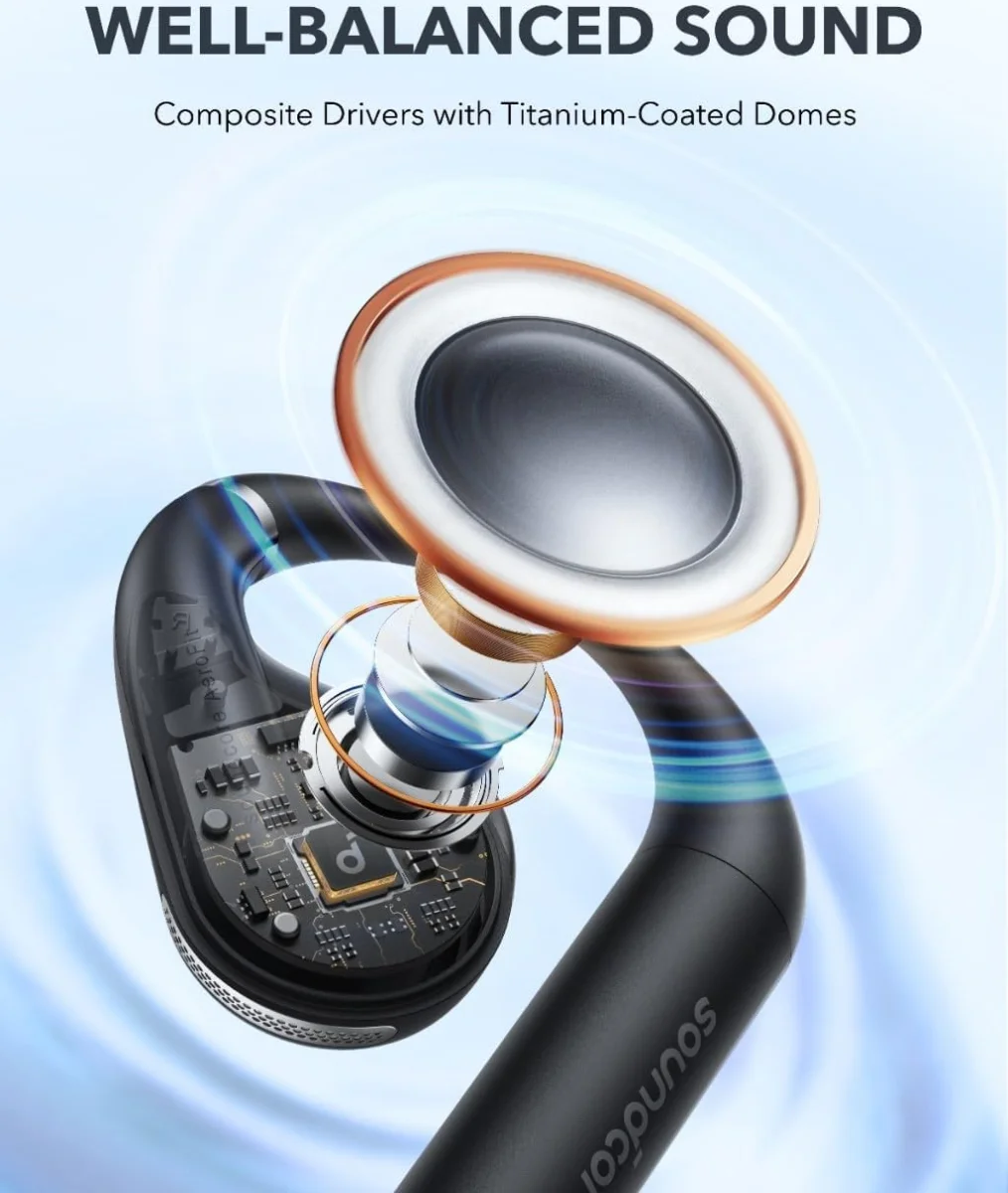 Anker SoundCore AeroFit Open-Ear Draadloze Bluetooth 5.3 Oordopjes Zwart afbeelding 6