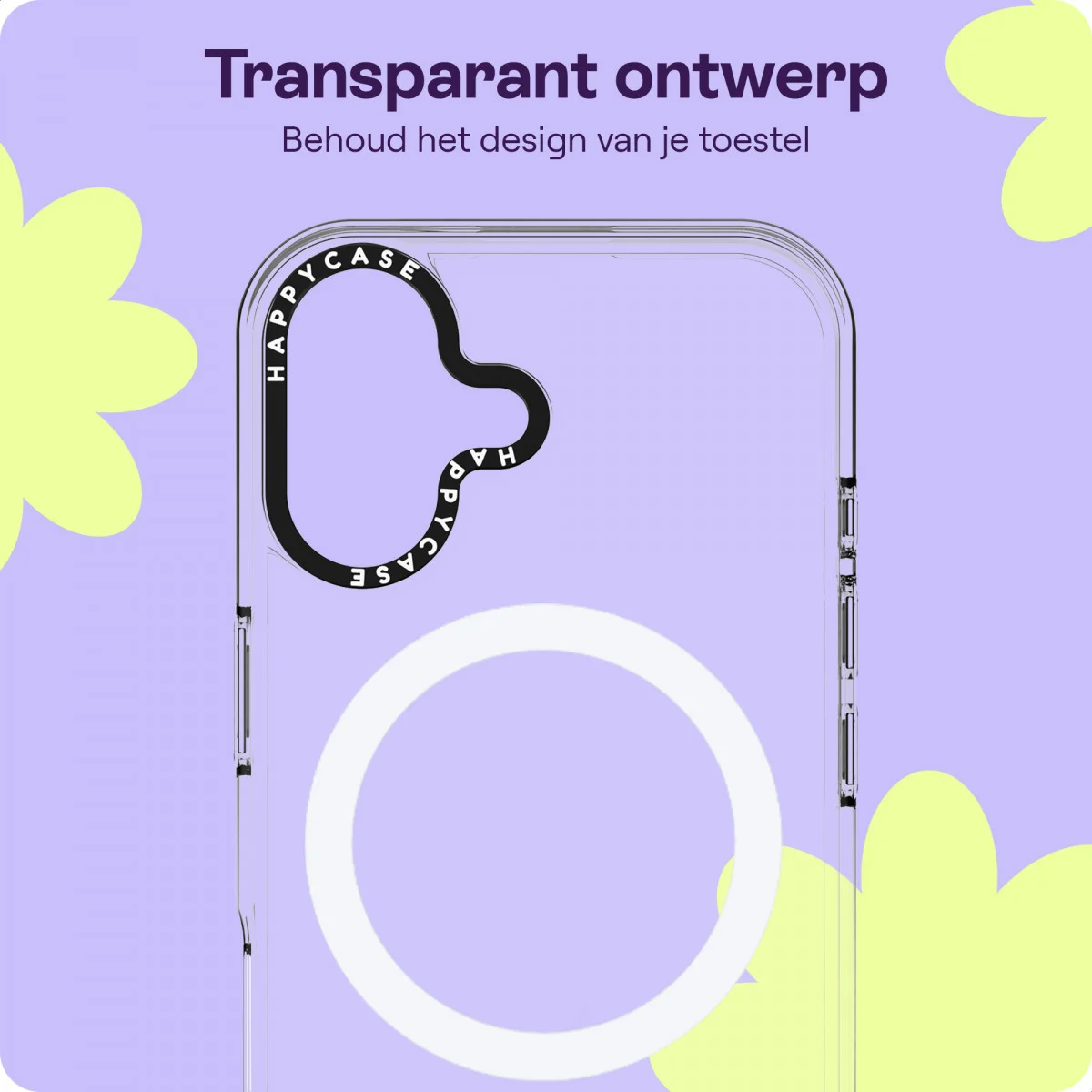 HappyCase Joy Apple iPhone 16 Hoesje MagSafe Back Cover Crystal Clear afbeelding 4