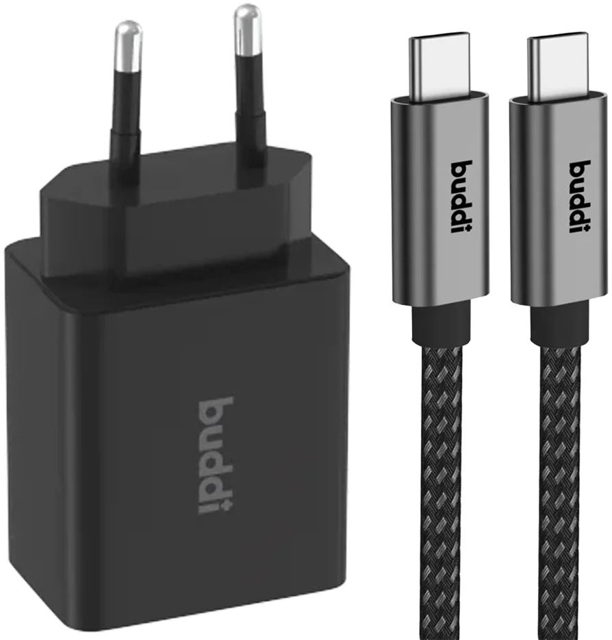 Buddi 30W GaN Mini USB-C Oplader met USB-C naar USB-C Kabel 2 Meter x afbeelding 1