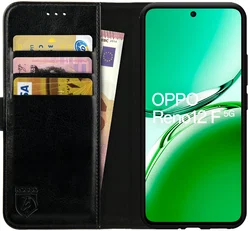 Rosso Element Oppo Reno 12 F Hoesje Book Case Wallet Zwart afbeelding