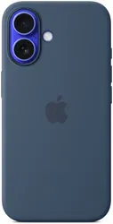 Origineel Apple iPhone 16 Hoesje MagSafe Silicone Case Denim afbeelding