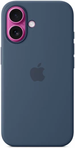 Origineel Apple iPhone 16 Hoesje MagSafe Silicone Case Denim afbeelding 3