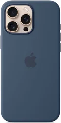 Origineel Apple iPhone 16 Pro Max Hoesje MagSafe Silicone Case Denim afbeelding