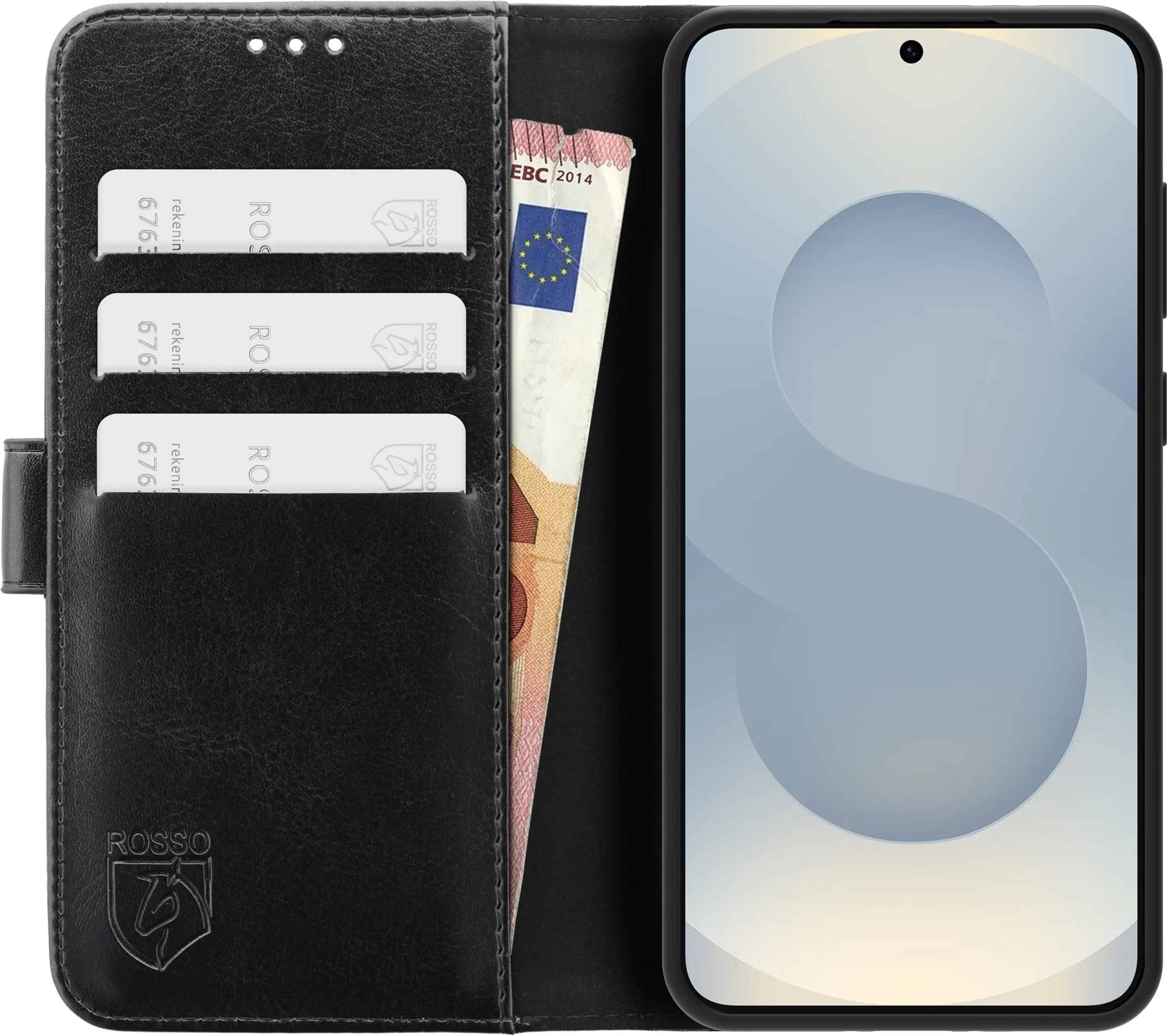 Rosso Element Samsung Galaxy S25 Hoesje Book Case Wallet Zwart afbeelding 11