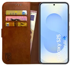 Rosso Element Samsung Galaxy S25 Hoesje Book Case Wallet Bruin afbeelding