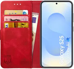 Rosso Element Samsung Galaxy S25 Hoesje Book Case Wallet Rood afbeelding