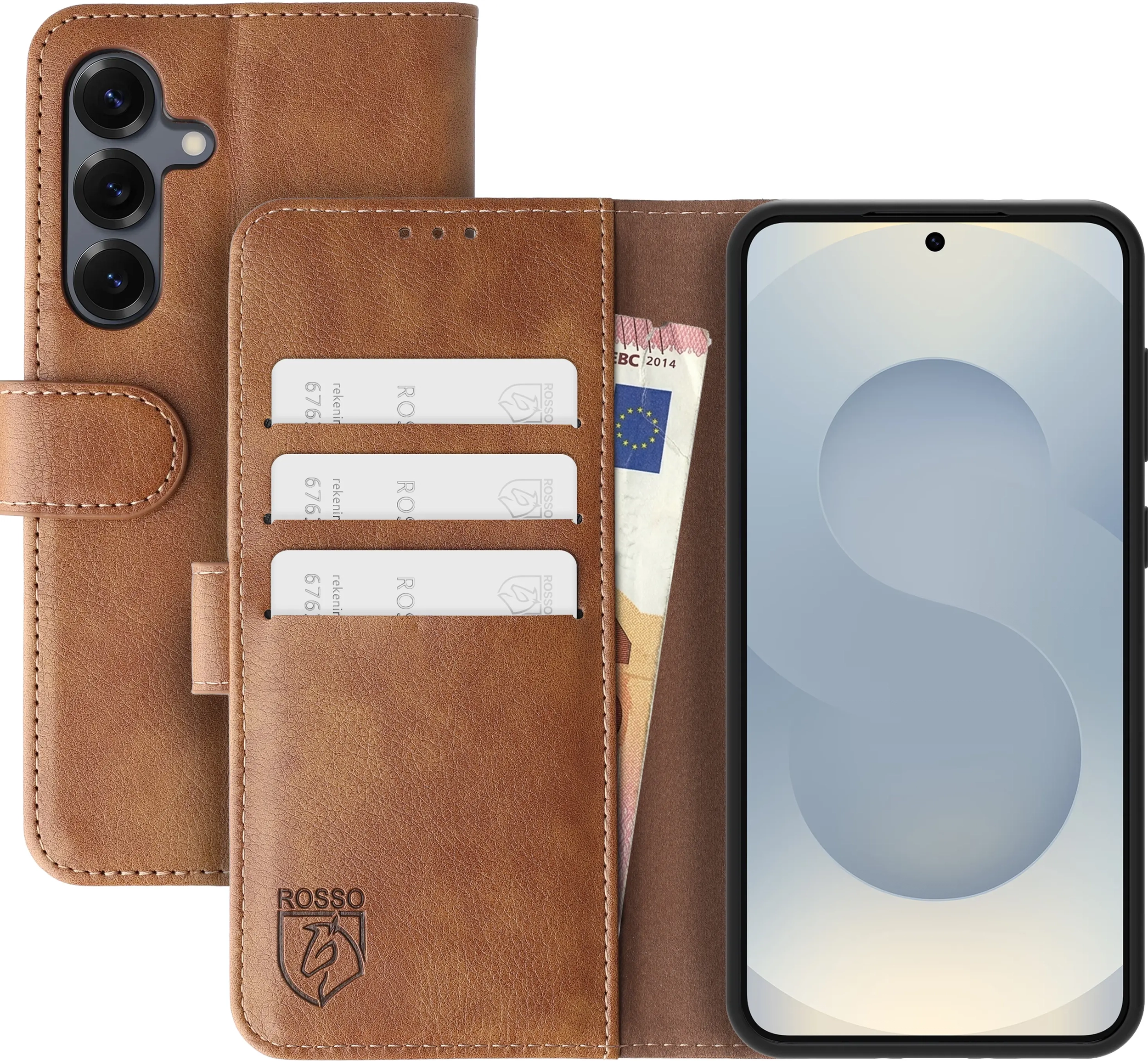 Rosso Element Samsung Galaxy S25 Plus Hoesje Book Case Wallet Bruin afbeelding 1