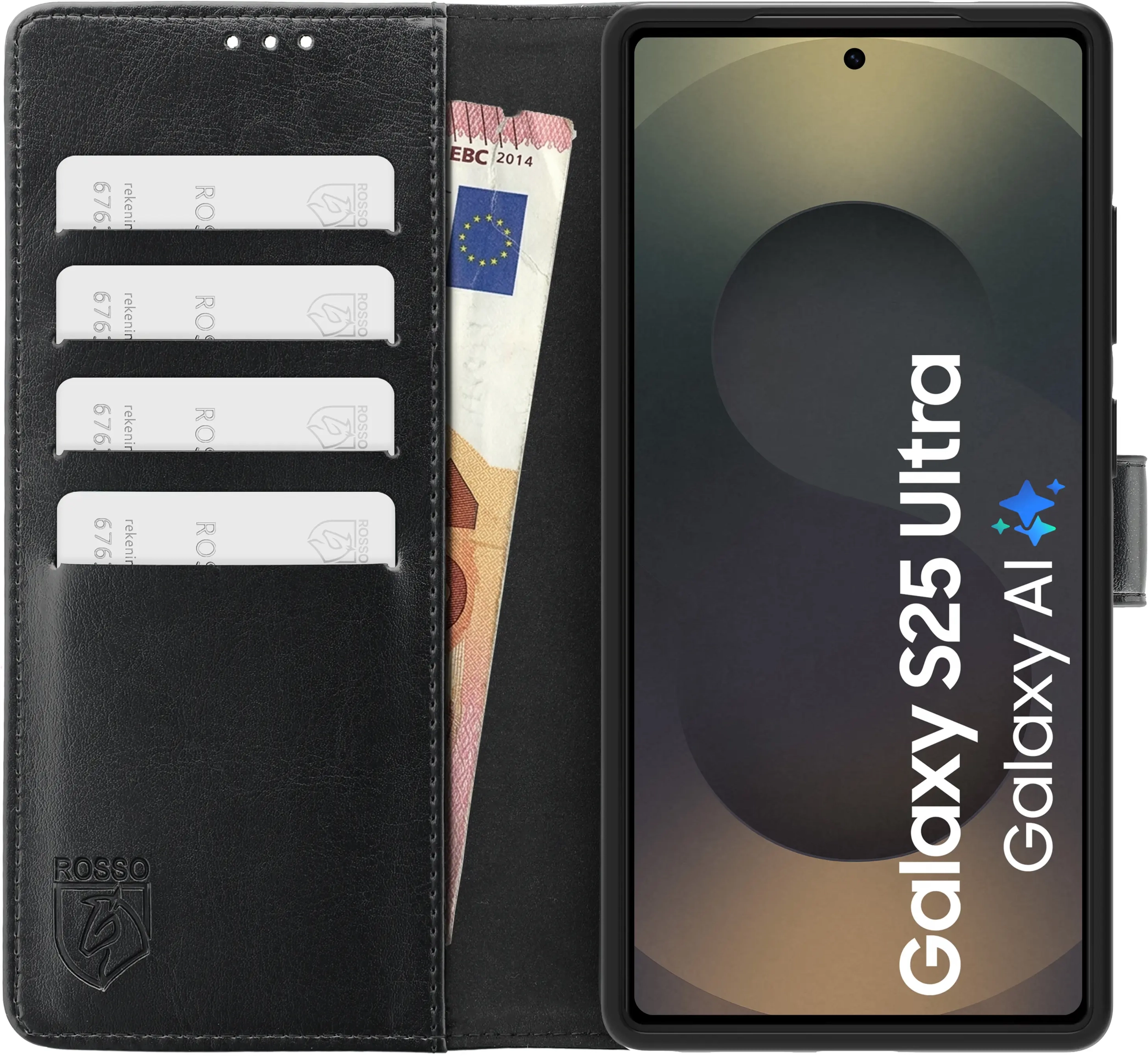 Rosso Element Samsung Galaxy S25 Ultra Hoesje Book Case Wallet Zwart afbeelding 11