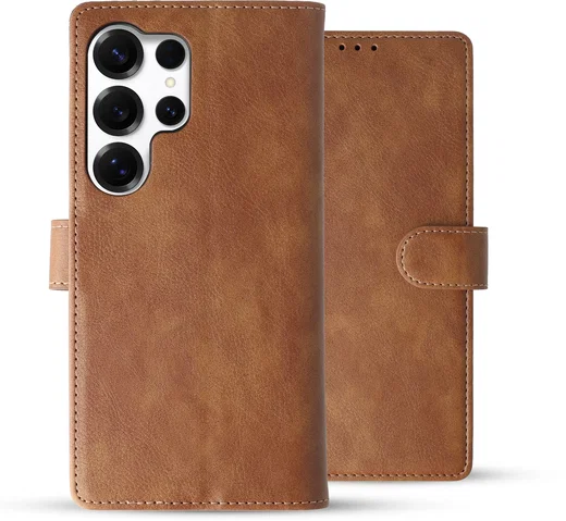 Rosso Element Samsung Galaxy S25 Ultra Hoesje Book Case Wallet Bruin afbeelding 2
