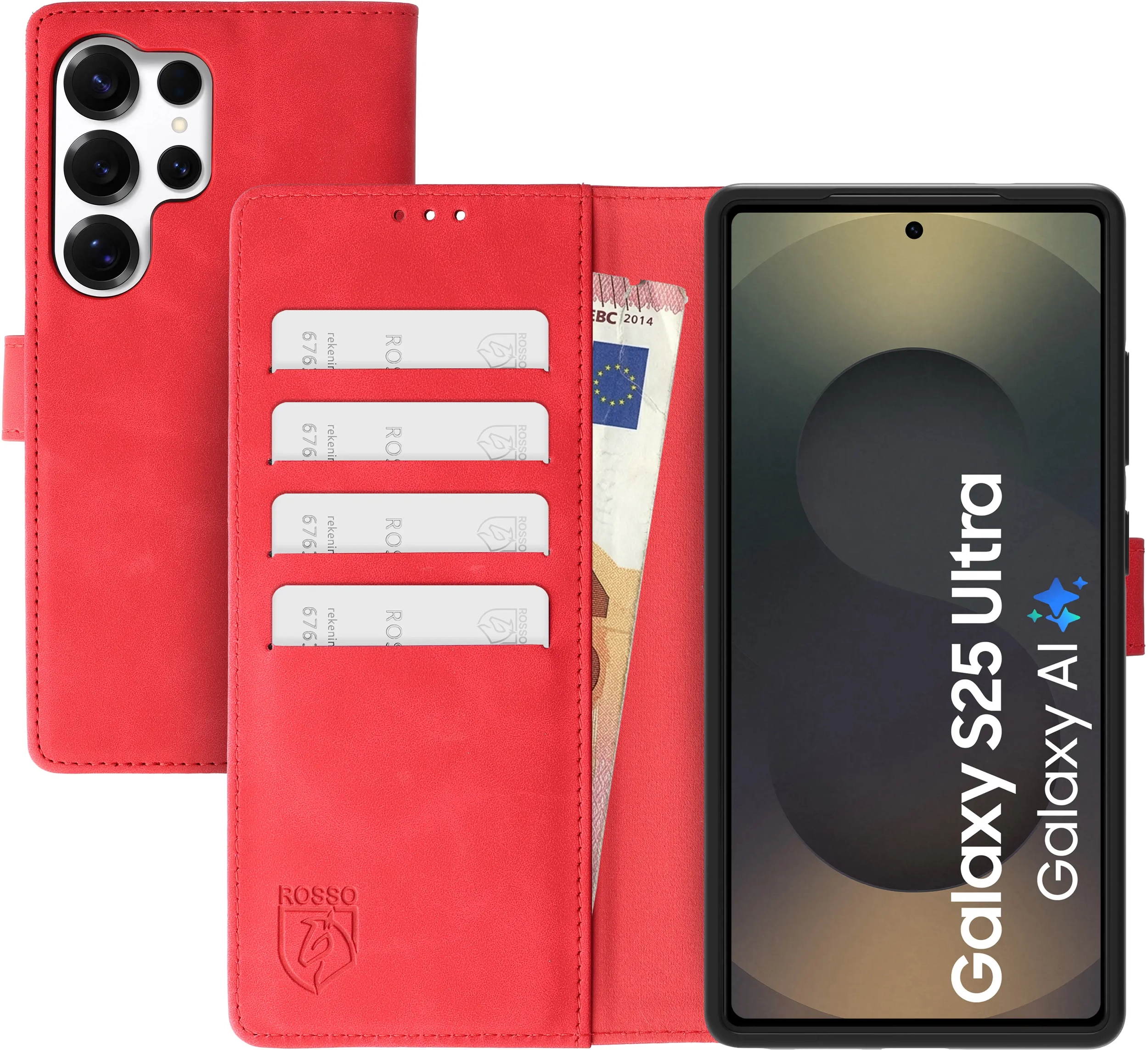 Rosso Element Samsung Galaxy S25 Ultra Hoesje Book Case Wallet Rood afbeelding 1