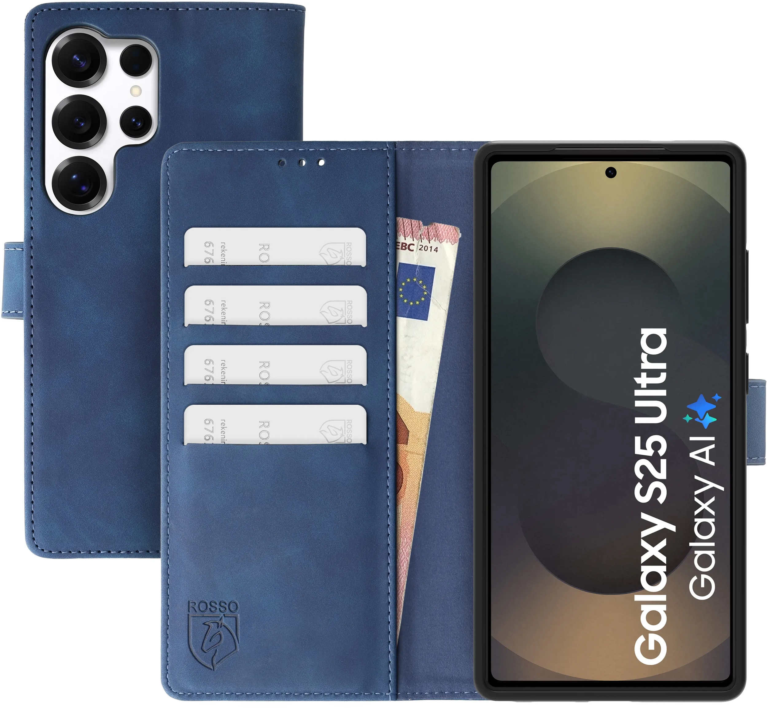 Rosso Element Samsung Galaxy S25 Ultra Hoesje Book Case Wallet Blauw afbeelding 1
