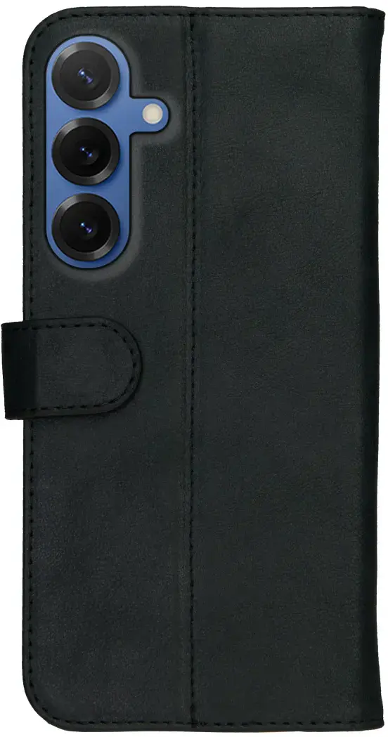 Rosso Deluxe Samsung Galaxy S25 Hoesje Echt Leer Book Case Zwart afbeelding 2